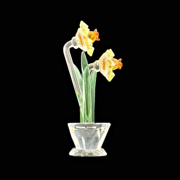 Crystal World Miniature Daffodils Figurine Made USA Easter Cottage Core Collect - Picture 4 of 7